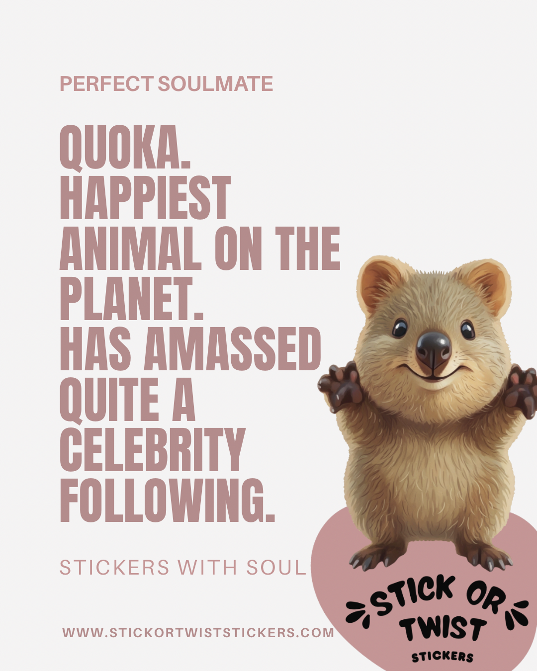 The Trio Cute Collectable Eco Sticker Pack - Happy Quokka Edition