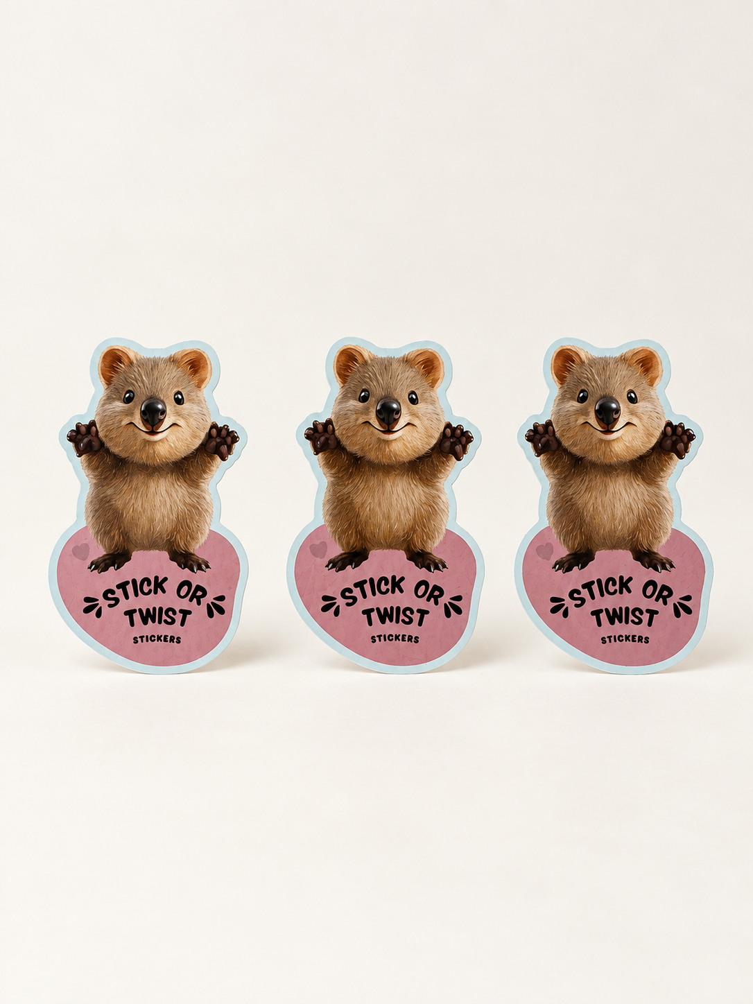 The Trio Cute Collectable Eco Sticker Pack - Happy Quokka Edition