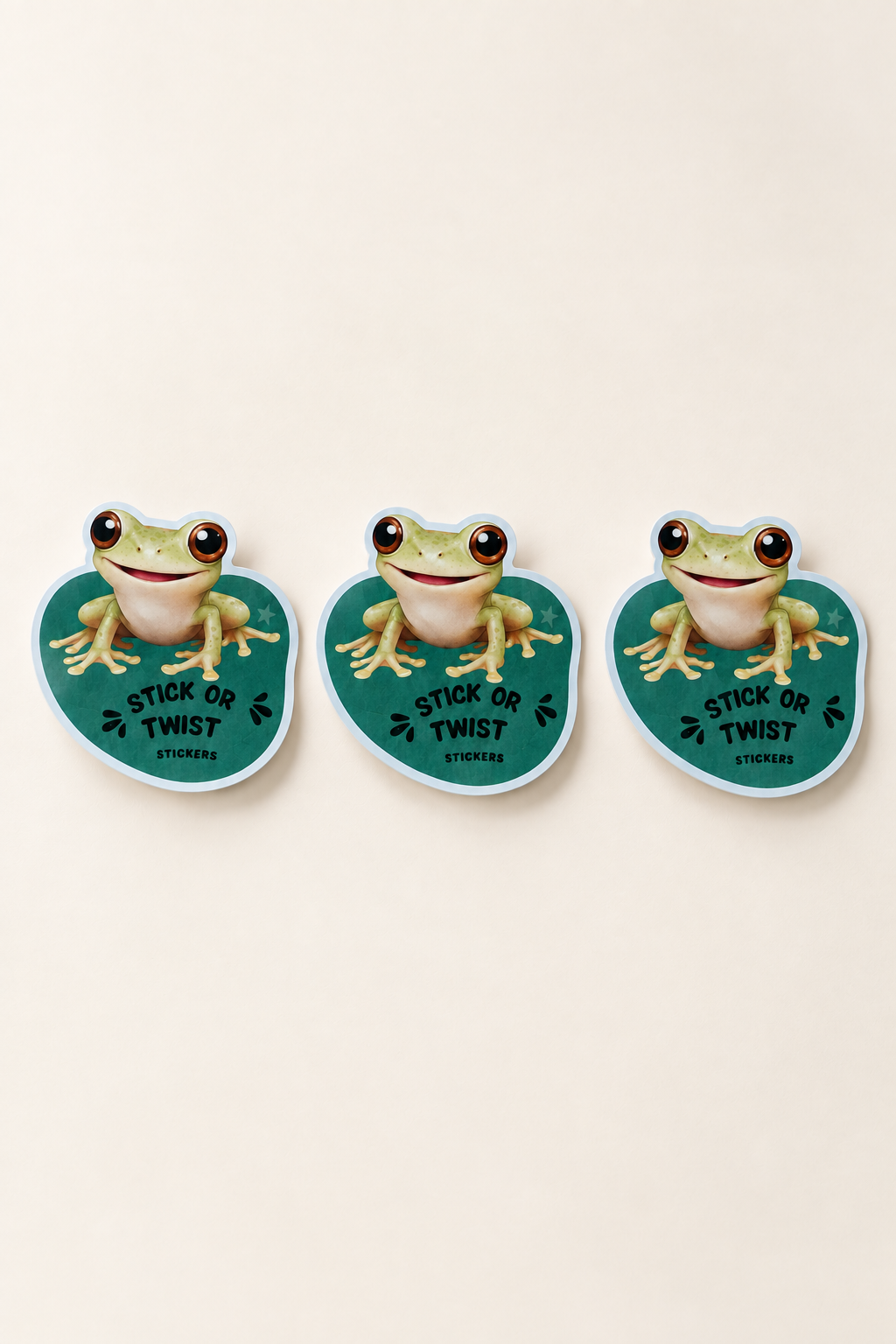 The Trio Cute Collectable Eco Sticker Pack - Happy Frog Edition